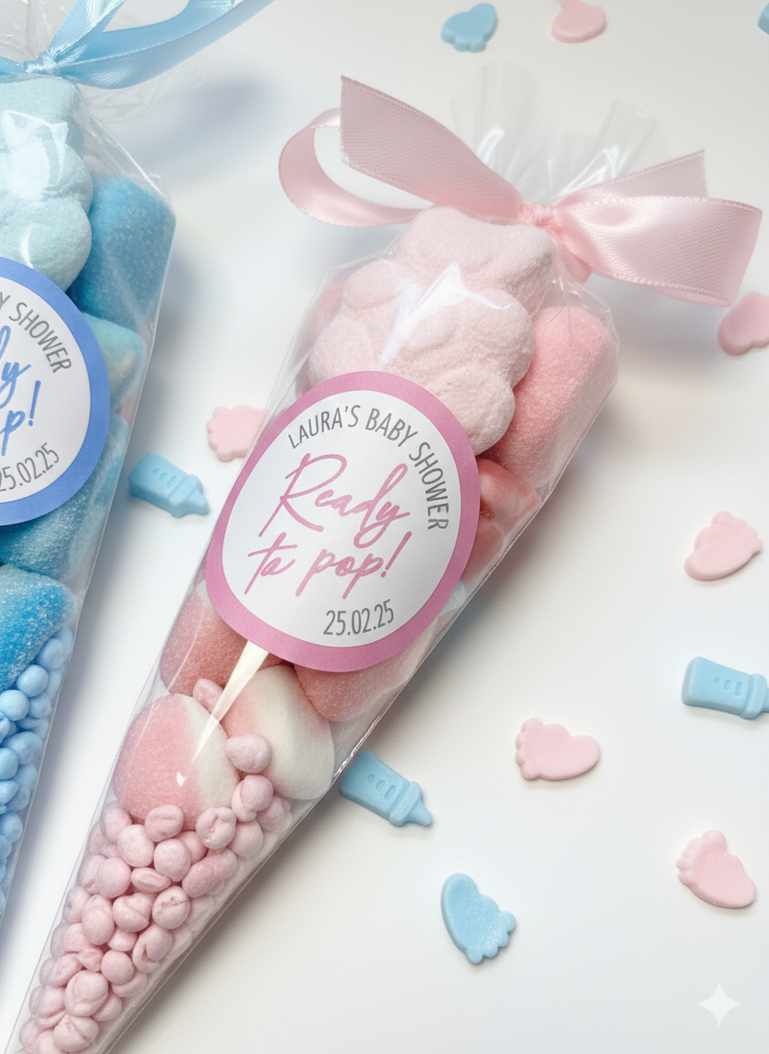 Baby Shower, Gender Reveal Sweet Cone